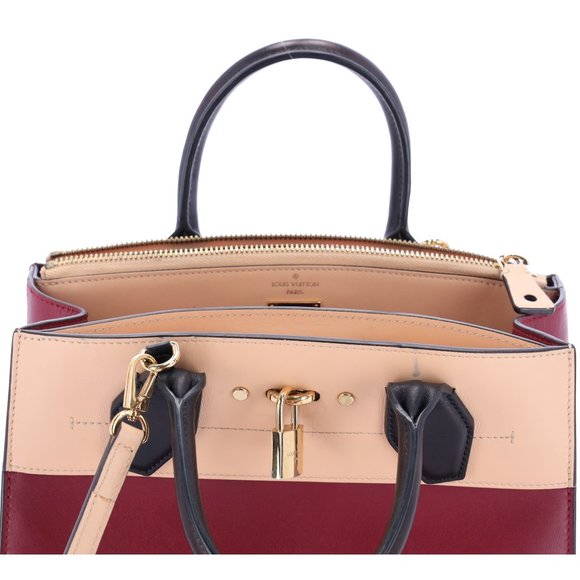 Louis Vuitton City Steamer PM Beige Bordeaux Colorblock Small Satchel Handbag - Picture 12 of 17